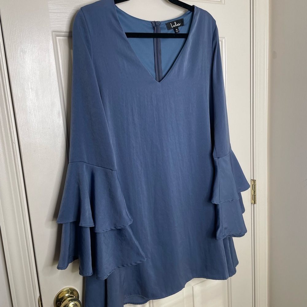 Lulu's Blue Ruffle Sleeve Top | M - Picture 5 of 12